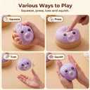 Dumpling Squishy Toy with Bubble Blowing Feature, Squishy Dumpling Stress Relief Toy, Cute Bao Bun Squeeze Toy with Steamer Box, Soft Sensory Fidget Desk Toy Gift (1, Purple)