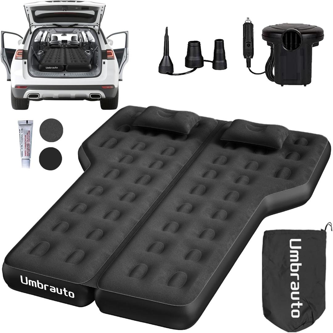Heavy-Duty Durability SUV Air Mattress, Upgraded Thickened Inflatable Car Sleeping Airbed for Full Size SUV Back Trunk Camping, Van Travel Bed with Quick Inflation Electric Pump
