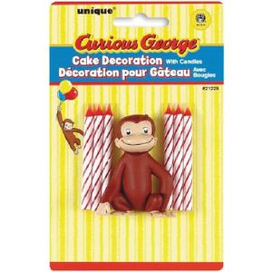 Unique Curious George Cake Topper with 6 Candles - Premium Quality - Perfect for Children's Birthday Parties