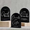 Set of 3 Black Acrylic Wedding Signs for Reception, 5"x7" Black Arch Acrylic Sign and Stand,1/8" Thick Modern Font TableTop Reception Sign for Wedding & Party Event (Cards&Gifts+Guestbook+In Loving Memory Sign, 5"x7")