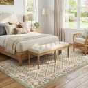 Jinchan Haden 6x9 Large Area Rug for Living Room Vintage Floral Cottage Rug Soft Non-Slip Low Pile Washable Bedroom Dining Room Home Decor Girls Dorm Carpet Sage Green