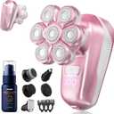 Electric Shaver for Women, Electric Razor with 7D Magnetic Shaver Heads, Wet Dry Waterproof Bald Head Trimmer Kit for Women & Men, Nose Ear Hair Trimmer, USB Rechargeable Clippers, Pink