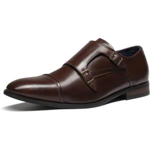 Bruno Marc Men's Dress Loafer Shoes Monk Strap Slip On Loafers (7.5, Brown)