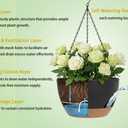 Hanging Planters 3-Pack, 8 Inch Self-Watering Hanging Pots with Drainage Hole and Chains, Plastic Planters for Indoor Outdoor, Black Brown