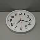 AKCISOT 14 Inch Wall Clock Silent Non Ticking Modern Wall Clocks Battery Operated, Analog Classic Clock Decorative for Bedroom, Kitchen, Home Office, Bathroom, School, Living Room (White)