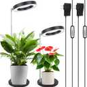 LORDEM Grow Light, LED Plant Light for Indoor Plants Growing, Full Spectrum Desk Growth Lamp with Automatic Timer for 4H/8H/12H, 4 Dimmable Levels, Height Adjustable 9.8"-30.6", 2 Packs of Black