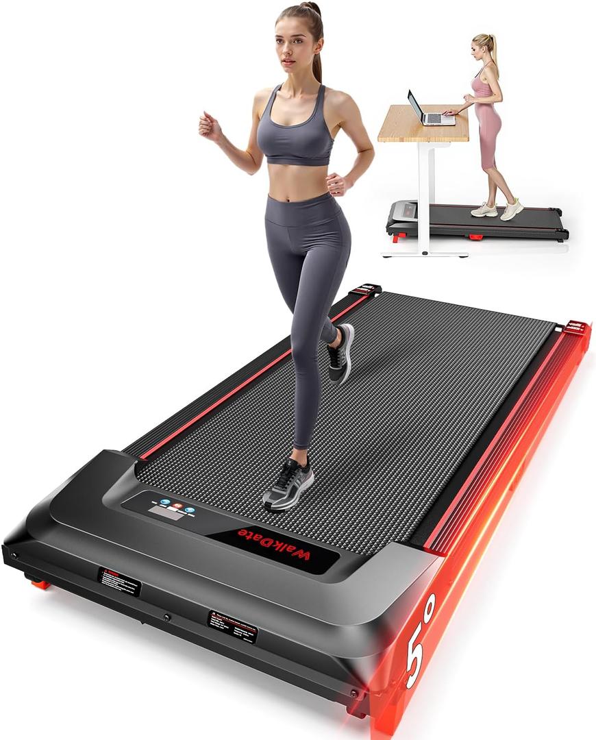 Walking Pad, Incline Walking Pad Treadmill, Under Desk Treadmills 265 Lbs Capacity, 2.5HP Low Noise Portable Running Machine for Home and Office, with LED Display, Remote Control (Black)