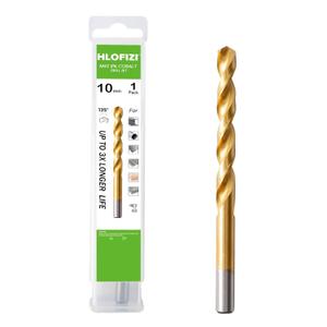 10mm M42 8% Cobalt Drill Bits (1 Pack), Metric Titanium Twist Drill Bits for Hard Metal, Stainless Steel and Cast Iron