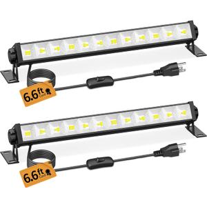 40W LED Shop Lights with 6.6FT Cord, Swtich, 5400LM Plug in Garage Light, 6000K Daylight Work Lights for Garage, Workshop, Warehouse, Indoor (2 Pack)
