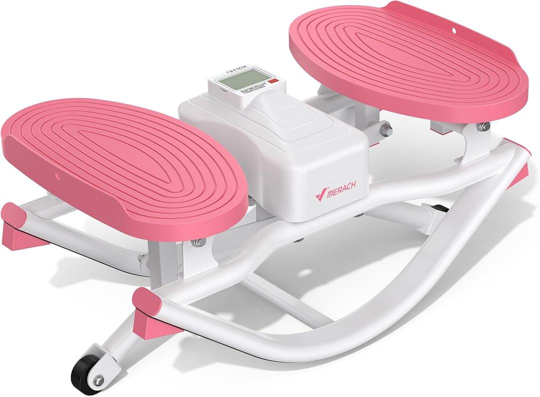 Merach Rocking Steppers for Exercise at Home, 3D Motion Stair Stepper with Resistance Bands for Full Body Workout & Low-Impact Balance Board, 330 LBS Loading Capacity Exercise Equipment