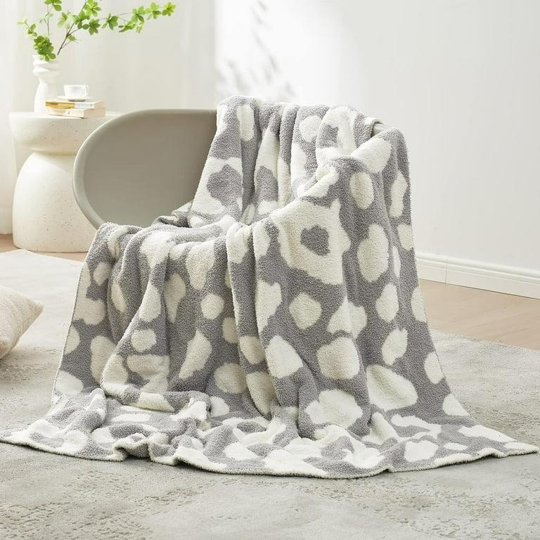 Leopard Throw Blanket for Couch, Reversible Super Soft Warm Blankets Cozy Knit Fuzzy Plush Cheetah Blankets for Sofa, Bed, Leopard Grey, 50x60 inches