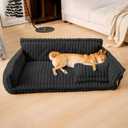 FUNNY FUZZY Dog Bed for Medium Large Dogs - Orthopedic Dog Sofa with Removable Washable Cover and Anti-Slip Bottom, Supportive Foam Pet Couch Bed (Dark Grey, XXL) (XX-Large)