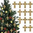 Syhood 36 Pcs Names of Jesus Christmas Ornaments Wood Cross Religious Christmas Ornaments Christian Nativity Hanging Tree Decorations with Savior Advent Religious Xmas Holiday Decor, 12 Styles