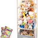 Stuffed Animal Storage, 64" Super Large Plush Toy Organizer with Wheels, Wooden Stuffed Animal Holder with Removable Bin, Zoo Plushies Storage for Bedroom/Playroom/Living Room (White)