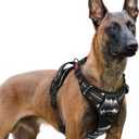 rabbitgoo Dog Harness for Large, No Pull Easy On & Off with 3 Buckles Pet Harness, Adjustable Soft Walking Vest with 2 Clips and Handle, Reflective for Extra Large Dogs, Mountain Black, XL