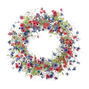 Patriotic Wreath, 4th of July Wreaths, with American Flag Bow, Red White Blue Floral Decorative Door Wreath (1, 18inch) Memorial Wreaths