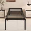 HOBINCHE 20 Inch Twin XL Size Bed Frame, No Box Spring Needed, Heavy Duty Black Metal Platform Mattress Foundation with Steel Slats, Non-Slip Noise Free Easy Assembly, Large Storage