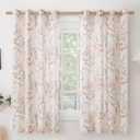 BGment Linen Curtains for Living Room 63 Inch Length 2 Panels Floral Leaf Pattern, Light Filtering Window Privacy Curtains for Bedroom Boho Farmhouse Vintage, Each 52 Inch Wide, Terracotta