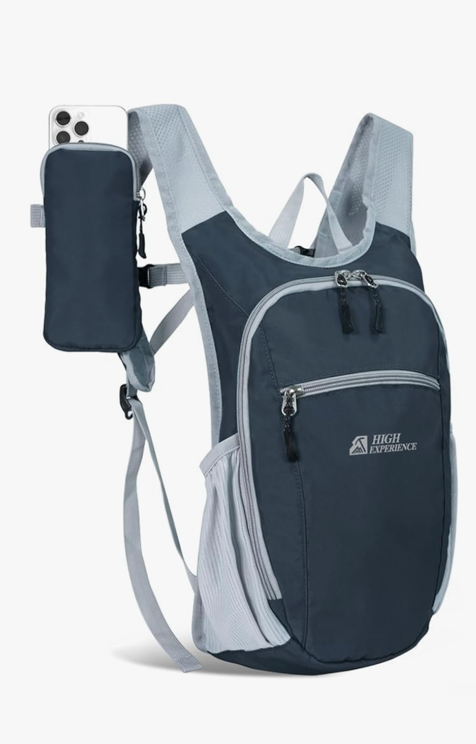 Hiking Backpack 10L/15L Small Daypack Lightweight Packable Travel Foldable Water Resistan for Women Men (Gray, 10L