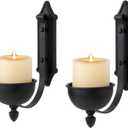 Aimto Wall Sconce Candle Holder Black Wall-Mount Metal Candle Holders Hanging Iron Wall Candle Sconce for Home,Living Room, Bathroom, Dining Room, Set of 2