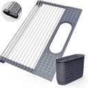 LEMIKKLE 17" x 15" Roll Up Dish Drying Rack Over The Sink Dish Drying Rack,Multi-Purpose Kitchen Rolling Dish Drainer Foldable SUS304 Stainless Steel Dish Drying Rack