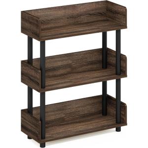 Furinno Turn-N-Tube 3-Tier Multipurposes Display Rack, Open Shelf Rack/Storage with Back & Side Panel, Walnut