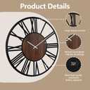 Large Lighted Wood Wall Clock Remote Control, Roman Numeral Modern Decorative Clock with Silent Movement, Battery Operated Clocks for Living Room Decor, 20inch-50cm