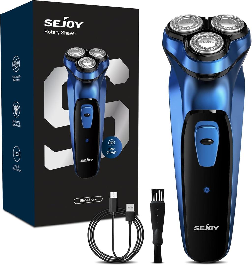Sejoy Electric Razor for Men,Electric Shavers for Men,Face Shaver, Cordless Washable Rechargeable Shaving Machines,Pop Up Trimmer for Travel Home, LED Display,Fast Charging (Azure)