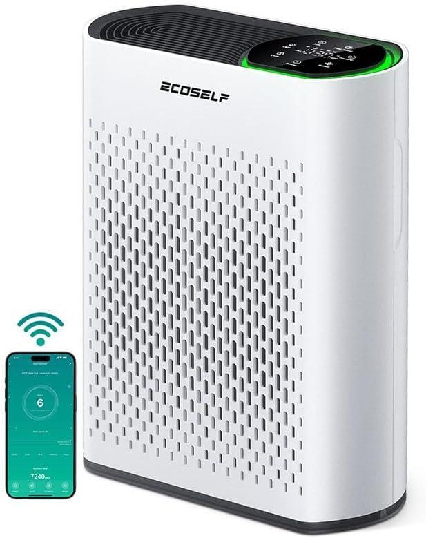 Smart Air Purifiers for Large Room, Cleans 2,400 ft in 30 Mins, 3-Stage True HEPA, 360 Airflow, Smart WiFi App Control, Real-Time Air Quality (PM2.5) Display, Ultra-Quiet 20dB Sleep Mode, HAP602WF