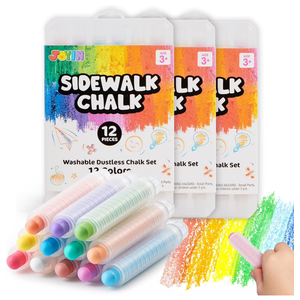 Joyfy Dustless Chalk for Kids, 36 PCS Colored Chalk with Holder Washable and Non-Toxic Art Tool for Blackboard Drawing Writing