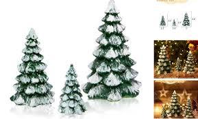 2 Pieces with a Sense of Layering and Staggered Heights Winter Wonderland Village Scene Pines Accessory Figurine Set, Christmas Village Trees Decorations,Green
