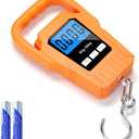 SKEAP Digital Fish Scale Hanging Scale Fishing Scale,110lb/50kg Luggage Scale,Upgrade Large Handle & Backlit LCD Display, Electronic Balance Digital Fishing Postal Scale,Orange,Fishing Gifts for Men