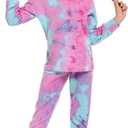 Arshiner Girl's 2 Piece Tie-dye Pullover Hooded Sweatshirt Set Sweatsuits and Sweatpants (Pink)