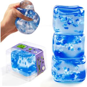 Squishy Ice Cube Stress Balls - 3Pack Sensory Squeeze Ice Toy Stress Balls for Kids and Adults Anxiety Relief - Funny Fidget Balls Squishy Stress Calming Toys for Autism & ADHD Children
