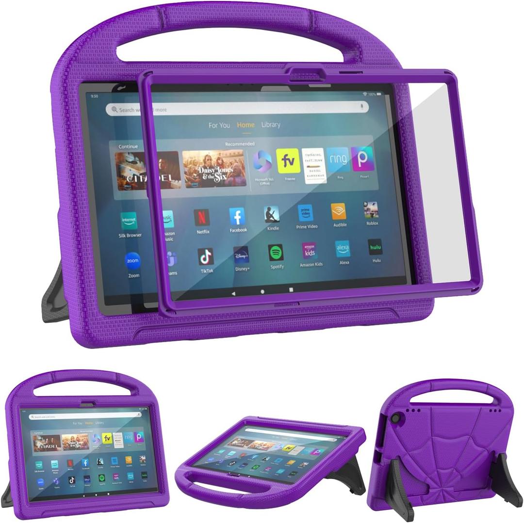 Kids Case for 11inch Tablets, Not Fit for Nokia TCL 11 inch Tablets - Patamiyar Lightweight Shockproof Screen Protector Case with Handle Stand - Purple (RTH-Violet)
