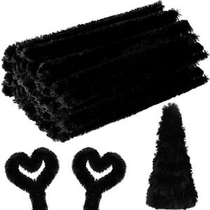 Hotop 60 Pieces Extra Thick Pipe Cleaners 30mm Jumbo Chunky Chenille Stems Craft Supplies Pipe Cleaners for Beginners DIY Art Crafts Decorations(Black)