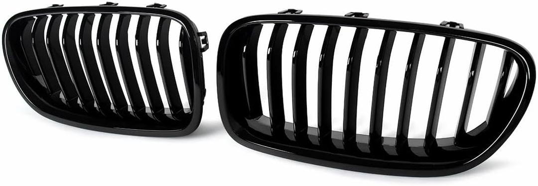 F10 Grill Front Kidney Grille Replacement Compatible with 2010-2017 BMW 5 Series F10 F11 F18 Sedan 520i 528i 535d 535i 550i Easy Installation ABS Materia (Single Slat Gloss Black, F10 (2010-2016))