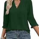 EVALESS Blouses for Women Dressy Casual 3/4 Length Sleeve Lace Patchwork Business Work Tops, M