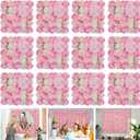 Flower Wall Backdrop 12-Pack 16.5x16.5 Inch Artificial Rose Silk Flowers Panels-Floral Wall Panel Wedding Photo Backdrop, Photography Backdrop, Event Party Decoration-Pink