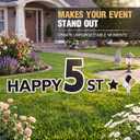Pelopy Large Number 5 Yard Sign, 24 Inches, Outdoor Lawn Decor, Weatherproof Yard Card with Metal H Stakes, Black and White
