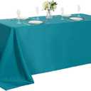 Rectangle Tablecloth 90x156 inch Washable Polyester Fabric Table Cloth for Wedding Party Dining Banquet Decoration（Teal）