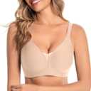 Wireless Bras for Women Supportive Mesh Crossover Bra Seamless Push Up Bralette with Full Support Everyday Bras (Medium, Light Skin)