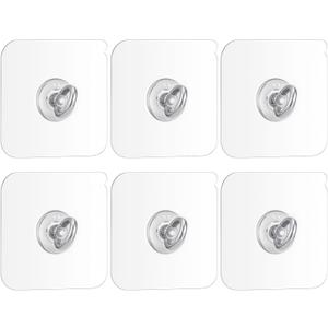 Beeveer 6 Pcs Heavy Duty Adhesive Ceiling Hooks Ceiling Wall Hooks Hangers Without Nails Practical Stainless Steel Waterproof for Indoor Outdoor Home Office Kitchen Hanging Plant