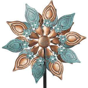 Decoroca Outdoor Wind Spinners Copper - 360 Degrees Metal Swivel Flowers&Leaves Wind Spinners for Patio, Lawn, Yard and Garden - for Classical Style - Festival Outdoor Decor