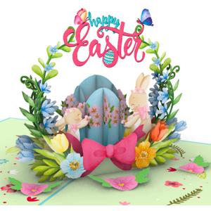 HEARTAGS- Happy Easter Pop Up Card, 6x8 in Pop Up Easter Card For Kids, Adults, Family with Envelope, Funny Rabbit Popup