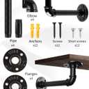 MUZIK Shelf Brackets, 12 Pack Industrial Pipe Floating Shelf Bracket, Heavy Duty Wall Mount Shelf Brackets & Supports, Vintage Black Iron Finish DIY Pipe Brackets for Shelves (7*4 Inch)