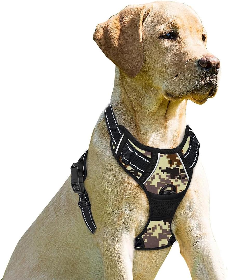 BARKBAY No Pull Dog Harness Front Clip Heavy Duty Reflective Easy Control Handle for Large Dog Walking(Desert camo,XS) (X-Small(Chest:15.5-19.5))
