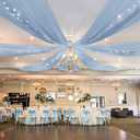 Showgeous Dusty Blue Ceiling Drapes 6 Panels 5ftx40ft Wedding Ceiling Drapes Wedding Arch Draping Fabric Cheesecloth Curtain for Party Ceremony Stage Event Decoration