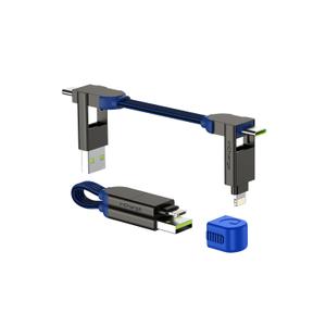 Rolling Square, inCharge X, Multi Charging Cable, Portable Keychain 6-in-1 with 100W Ultra-Fast Charging Power, Sapphire Blue, Multi Charger