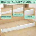 Expandable Drawer Dividers, Adjustable Drawer Organizers for Utensils, Clothes with 8 Drawer Separators(12.6-22.8''), 16 Inserts(3.9-7.1''), Drawer Divider in Kitchen, Bedroom, Office Storage (White)